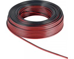 HQ-Power Luidsprekerkabel, OFC, 2 x 1.50 mm², 25 m, rood/zwart, perfect voor geluidsoverdracht