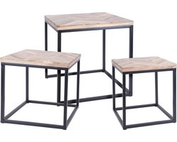 H&S - Collection - 3-delige - Bijzettafelsset - teakhout