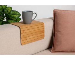 H&S collection Bankleuning dienblad flexibel - lichtbruin - bamboe - 44 x 24 cm - armleuning