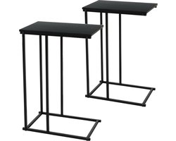 H&S Collection Bijzettafel/banktafel - 2x - zwart - metaal - 40 x 26 x 58 cm