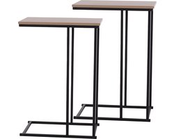 H&S Collection Bijzettafel/banktafel - 2x - zwart/bruin - 40 x 26 x 58 cm