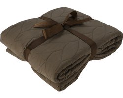 H&S Collection Deken / dekentje - polyester - taupe - plaid - 200 x 220 cm - bank/bed