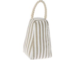 H&S Collection Deurstopper - beige - gestreept - 14 x 13 x 21 cm - polyester - met strepen