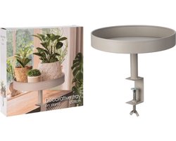 H&S Collection Dienblad met klem decoratief 28x26 cm zandkleurig