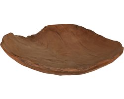 H&S Collection Fruitschaal - teak hout - D30 cm - fruitmand - serveerschaal - decoratie