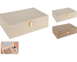 H&S Collection-juwelenbox- 16 vakken-zacht ribfuweel-2kleuren