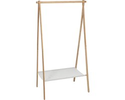 H&S Collection Kledingrek met plank - bamboe- lichtbruin/wit