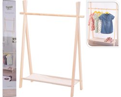 H&S collection Kledingrek - voor kinderen - hout - 80 x 100 cm - kapstok - kleding ophangen