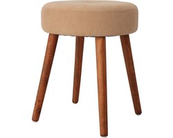 H&S Collection Krukje - hout - ribstof - velvet - beige - D35 x H45 cm