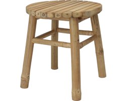 H&S Collection Krukje - plantentafel - bamboe hout - lichtbruin - D35 x H38 cm