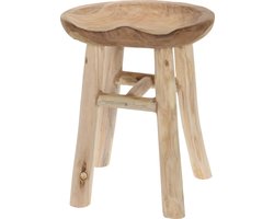 H&S Collection Krukje - teak hout - lichtbruin - D35 x H42 cm