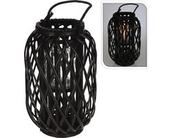 H&S - Collection - Lantaarn - 40x26 - cm - riet - zwart