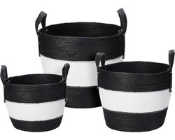 H&S Collection-Mandenset-zwart/wit- 3 stuks