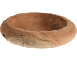 H&S Collection Schaal - tafel decoratie - teak hout - 25 cm - Woondecoratie - schalen
