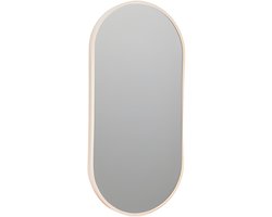 H&S Collection Spiegel / Wandspiegel - ovaal - aluminium - naturel - 30 x 60 cm - decoratief - licht hout
