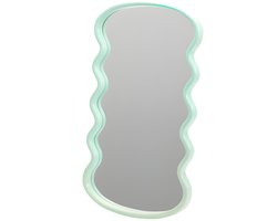 H&S Collection Spiegel / Wandspiegel - wave - groen - 55 x 30 cm - decoratief - golfvorm