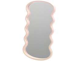 H&S Collection Spiegel / Wandspiegel - wave - roze - 55 x 30 cm - decoratief - golfvorm