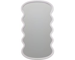 H&S Collection Spiegel / Wandspiegel - wave - wit - 55 x 30 cm - decoratief - golfvorm