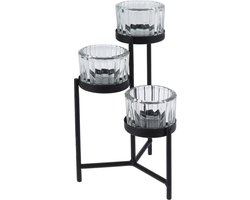 H&S Collection-theelichthouderset-metaal-17,5 cm hoog cm -3 theelichtjes