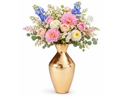 H&S Collection Vaas Dubai - goud - H37 x D25 cm - metaal - bloemenvaas