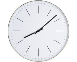 H&S Collection Wandklok huiskamer - London - wand/muur - Dia 50 cm - wit/goud/kunststof