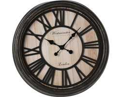H&S - Collection - Wandklok - London - Romeinse - cijfers - zwart - en - naturel