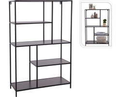 H&S Collection Wandschap 4-laags 76x30x116 cm zwart