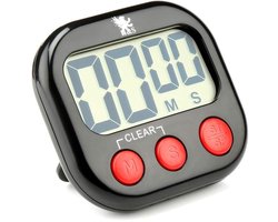 H&S Keuken Timer Digitale Koken Timer Magnetische Countdown Klok Groot LCD-scherm Luid Alarm - Zwart