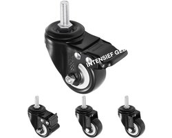 H&S meubels zwenkwielen set van 4 - Rubberen wielen 50 mm - Meubelwielen met dubbele kogellager zwenkkop en M10 schroefdraad - 2x wieltjes met rem