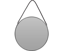H&S - spiegel - zwart - metaal - Ø38cm