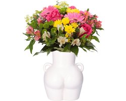 H&S Vaas Butt vrouwenlichaam - porselein - 18 x 15 x 22 cm - wit - bloemenvaas