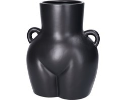 H&S Vaas Butt vrouwenlichaam - porselein - 18 x 15 x 22 cm - zwart - bloemenvaas