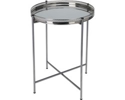 H&SDecoration-bijzettafel-metaal-zilver-47 cm hoog-diameter 36cm