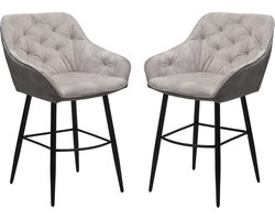HSM Collection-Barstoel Liverpool S/2-56x61x97-Creme/Zwart-Stof/Metaal