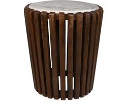 HSM Collection Bijzettafel Mango/Marmer Wit Ø45cm