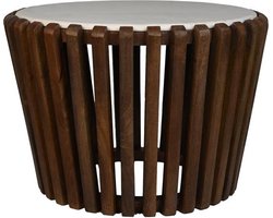 HSM Collection Bijzettafel Mango/Marmer Wit Ø60cm