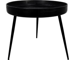 HSM Collection Bijzettafel Ventura - Ã¸60 cm - zwart - mangohout/ijzer