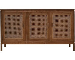 HSM Collection-Dressoir 3 Deur-150x42x85-Naturel-Teak/Rotan
