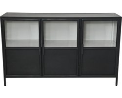 HSM Collection-Dressoir Bronx 3 Deur-140x40x85-Zwart/Grijs-Metaal