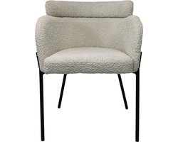 HSM Collection Eetkamerstoel Luca Set van 2 Wit/Zwart Teddy/Bouclé/Metaal