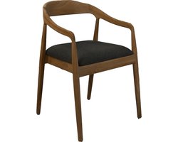 HSM Collection-Eetkamerstoel Modena + zitting-55x41x78-Naturel/Antraciet-Teak/Stof
