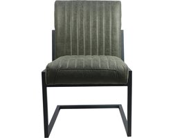 HSM Collection Eetkamerstoel Texas - army green - metaal/yachtleder