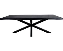 HSM Collection Eettafel Rechthoekig 220cm Zwart Acaciahout/Metaal Live Edge