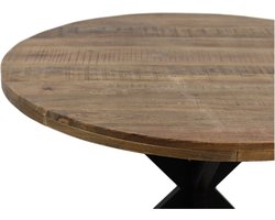 HSM Collection Eettafel Rond Melbourne Ø80cm Naturel/Zwart Mangohout/Metaal