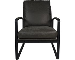 HSM Collection Fauteuil Miami Leder Donkergrijs