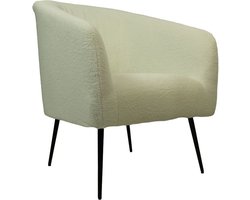 HSM Collection Fauteuil Wit/Zwart Teddy/Bouclé/Metaal