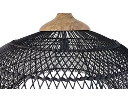 HSM Collection-Hanglamp-65x65x40-Zwart/Naturel-Rotan/Teak