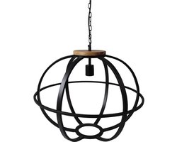 HSM Collection Hanglamp Michigan - Ã¸58x45 - Zwart - Ijzer/hout
