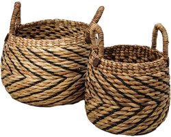HSM Collection-Mandenset S/2-ø40x42/ø30x36-Naturel/Zwart-Waterhyacint