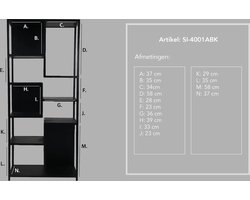 HSM Collection-Open Vakkenkast Levels-78x35x178-Zwart-Mango/Metaal